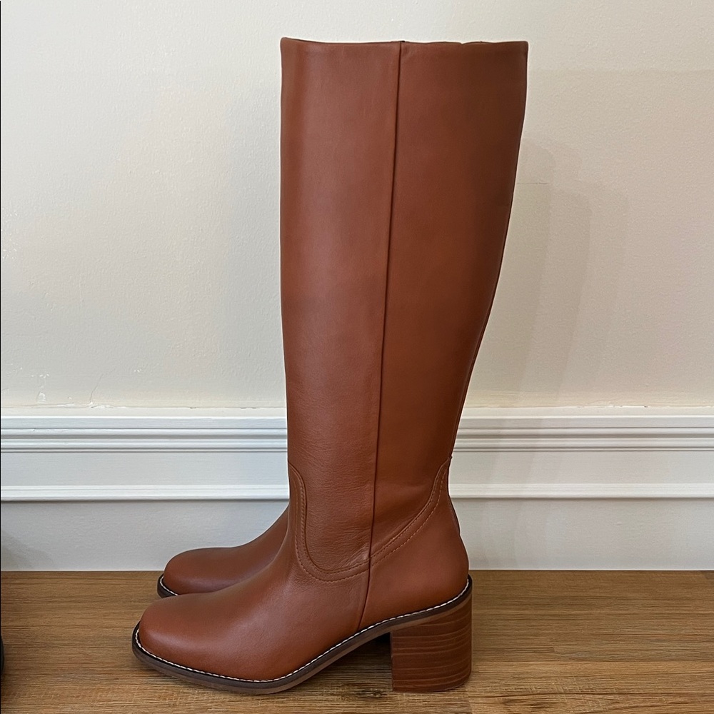 Portland Leather Patina Oslo Knee High Leather Boots Tawny 7 - Picture 3 of 12